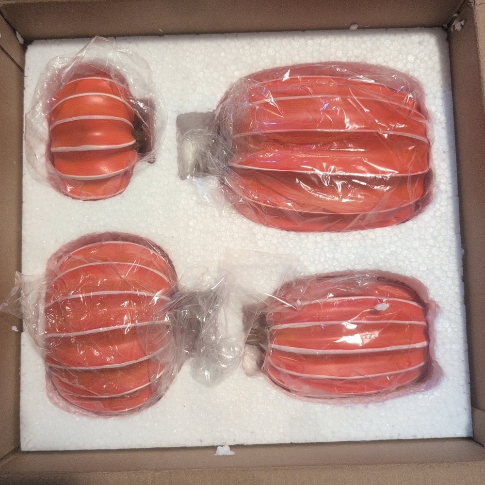 Set of Orange Ceramic Pumpkins